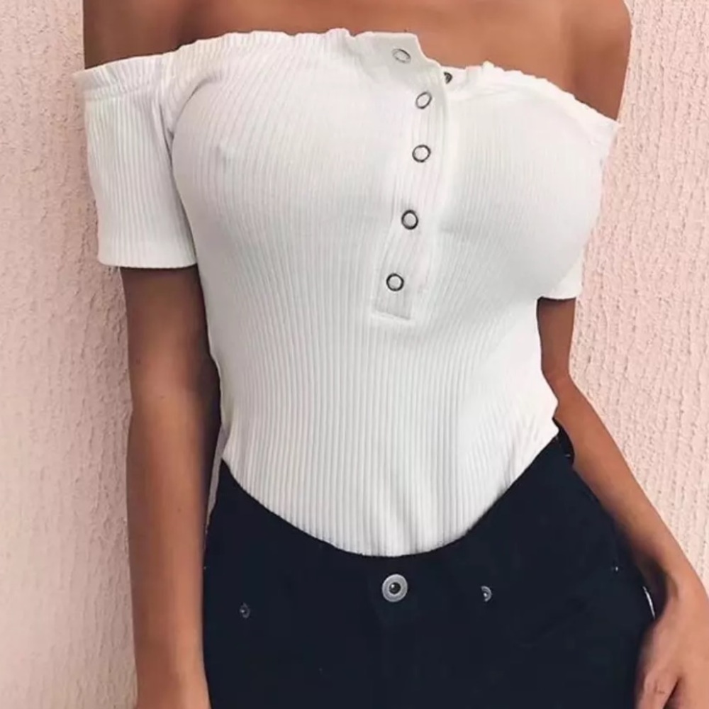 White off shoulder bodysuit